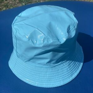 Glossy Sky Blue Vinyl Bucket Hat